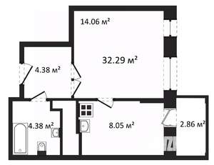 1-к квартира, строящийся дом, 32м2, 9/9 этаж