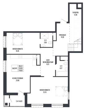 5-к квартира, вторичка, 220м2, 20/22 этаж