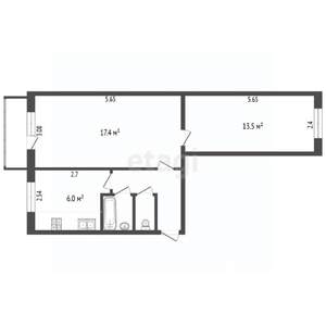 2-к квартира, вторичка, 45м2, 2/5 этаж