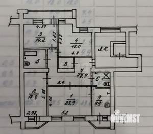 4-к квартира, вторичка, 122м2, 9/9 этаж