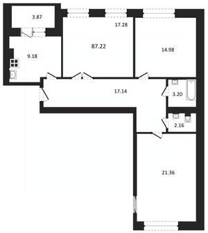 3-к квартира, вторичка, 87м2, 3/3 этаж