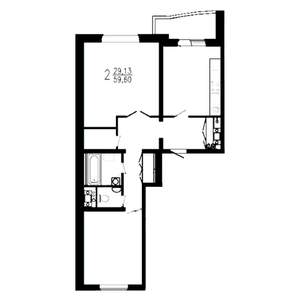 2-к квартира, вторичка, 60м2, 6/14 этаж