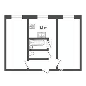 2-к квартира, вторичка, 44м2, 1/5 этаж