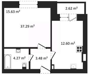 1-к квартира, вторичка, 37м2, 1/3 этаж