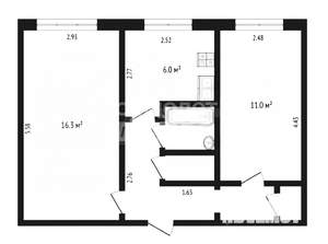 2-к квартира, вторичка, 44м2, 1/5 этаж