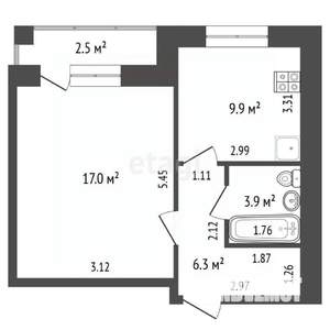 1-к квартира, вторичка, 37м2, 4/5 этаж