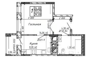 1-к квартира, вторичка, 33м2, 2/9 этаж