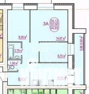 2-к квартира, сданный дом, 52м2, 8/10 этаж