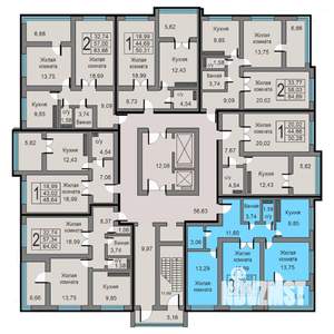 3-к квартира, строящийся дом, 83м2, 7/19 этаж