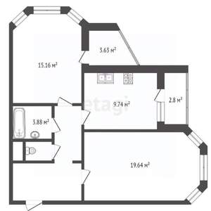 2-к квартира, вторичка, 60м2, 10/14 этаж