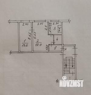 2-к квартира, вторичка, 44м2, 1/2 этаж