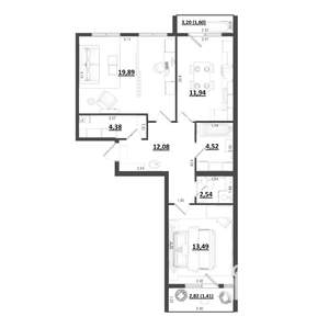 2-к квартира, вторичка, 70м2, 3/4 этаж