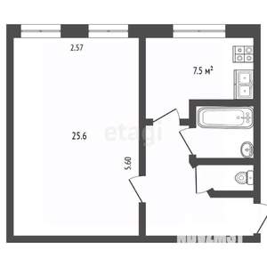 1-к квартира, вторичка, 44м2, 3/5 этаж