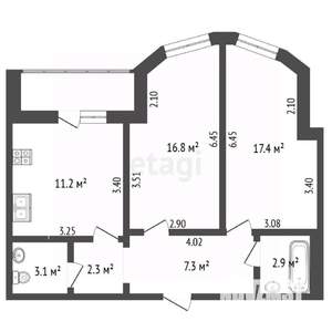 2-к квартира, вторичка, 61м2, 8/9 этаж