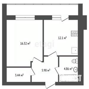 1-к квартира, вторичка, 44м2, 3/10 этаж