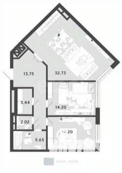 2-к квартира, вторичка, 86м2, 9/9 этаж