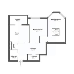 2-к квартира, вторичка, 65м2, 1/17 этаж