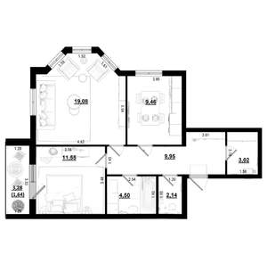 2-к квартира, вторичка, 61м2, 2/4 этаж