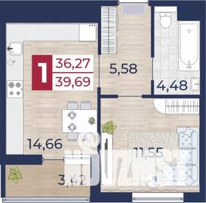 1-к квартира, вторичка, 36м2, 14/16 этаж