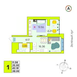1-к квартира, вторичка, 38м2, 3/16 этаж