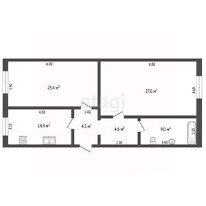2-к квартира, вторичка, 83м2, 3/3 этаж