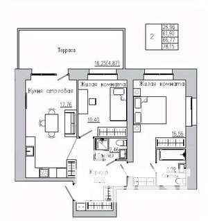 2-к квартира, вторичка, 67м2, 1/8 этаж