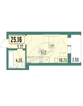 Студия квартира, вторичка, 25м2, 16/25 этаж