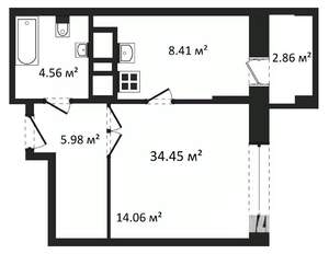 1-к квартира, строящийся дом, 34м2, 8/9 этаж