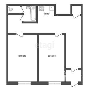 2-к квартира, вторичка, 53м2, 1/5 этаж