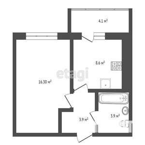 1-к квартира, сданный дом, 36м2, 5/9 этаж