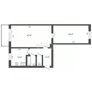 2-к квартира, вторичка, 46м2, 2/5 этаж