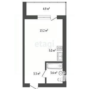 Студия квартира, вторичка, 30м2, 6/10 этаж