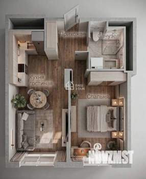 1-к квартира, вторичка, 44м2, 3/17 этаж