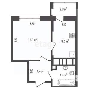 1-к квартира, вторичка, 31м2, 7/9 этаж
