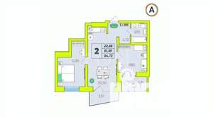 2-к квартира, вторичка, 61м2, 7/16 этаж