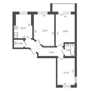 3-к квартира, вторичка, 73м2, 4/9 этаж