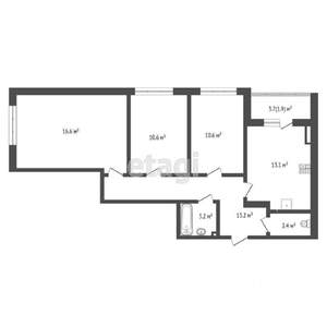 3-к квартира, сданный дом, 72м2, 3/9 этаж