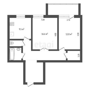 2-к квартира, вторичка, 60м2, 8/10 этаж