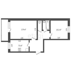 2-к квартира, вторичка, 52м2, 5/5 этаж