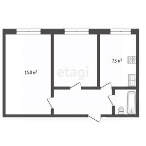 2-к квартира, вторичка, 36м2, 1/2 этаж