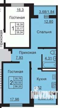 2-к квартира, вторичка, 60м2, 10/11 этаж