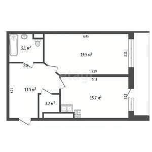 1-к квартира, вторичка, 55м2, 14/14 этаж