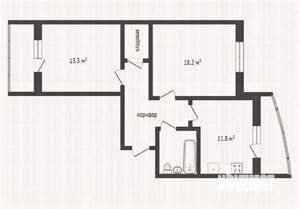2-к квартира, вторичка, 58м2, 3/8 этаж