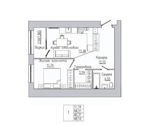 1-к квартира, вторичка, 48м2, 8/8 этаж