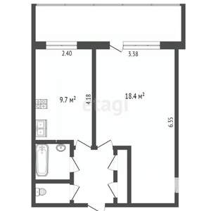 1-к квартира, вторичка, 37м2, 4/12 этаж