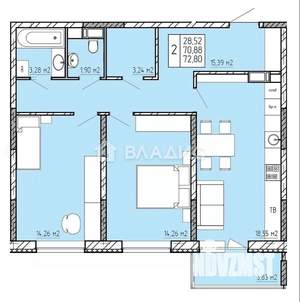 3-к квартира, вторичка, 75м2, 10/22 этаж