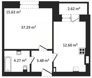 1-к квартира, вторичка, 37м2, 1/3 этаж
