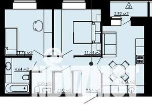 2-к квартира, строящийся дом, 57м2, 2/9 этаж