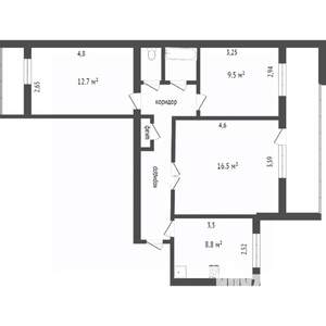 3-к квартира, вторичка, 66м2, 2/9 этаж