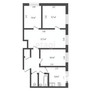 4-к квартира, вторичка, 59м2, 2/5 этаж